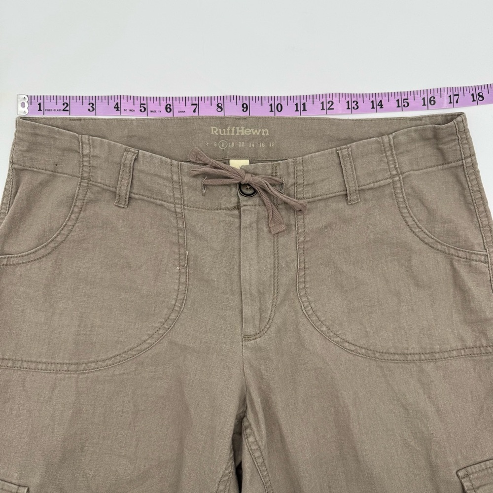 Ruff Hewn Utility Cargo Pants‎ Sz 8 Tan Linen Cotton Blend Capri Length Gorpcore - Picture 10 of 11